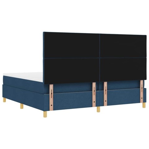 Łóżko z sprężyną LED z materacem Niebieski 200 x 200 cm tkanina