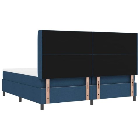 Łóżko z sprężyną LED z materacem Niebieski 200 x 200 cm tkanina