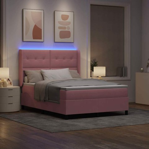 Łóżko sprężynowe Ze LED Lights Różowy 140 x 200 cm Aksamit
