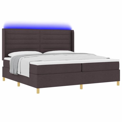 Łóżko sprężynowe z materacem z LED Brązowy 140 x 200 cm tkanina