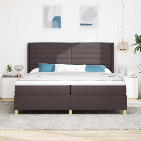 Łóżko sprężynowe z materacem z LED Brązowy 140 x 200 cm tkanina