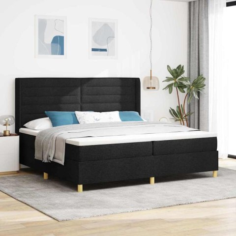 Łóżko sprężynowe z materacem z LED Czarny 140 x 200 cm tkanina