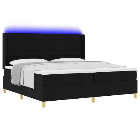 Łóżko sprężynowe z materacem z LED Czarny 140 x 200 cm tkanina