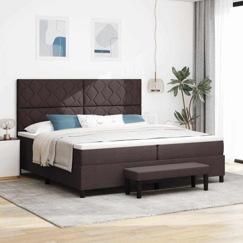 Łóżko sprężynowe z materacem Ciemny brąz 200 x 200 cm tkanina