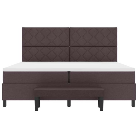 Łóżko sprężynowe z materacem Ciemny brąz 200 x 200 cm tkanina