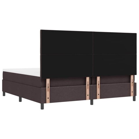 Łóżko sprężynowe z materacem Ciemny brąz 200 x 200 cm tkanina