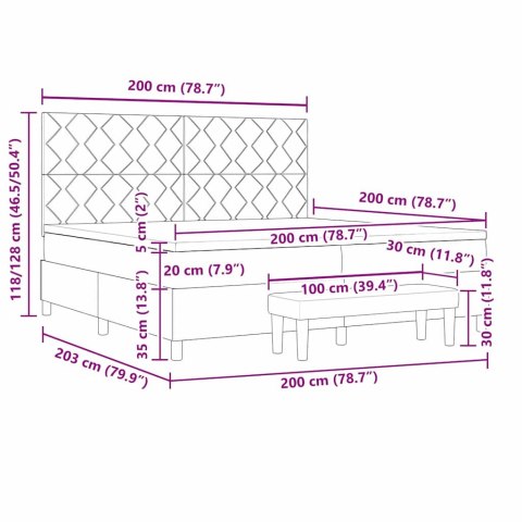 Łóżko sprężynowe z materacem Ciemny brąz 200 x 200 cm tkanina