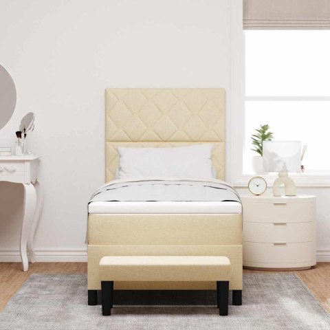 Łóżko sprężynowe z materacem Kremowy 100 x 200 cm tkanina