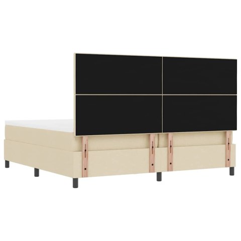 Łóżko sprężynowe z materacem Kremowy 200 x 200 cm tkanina