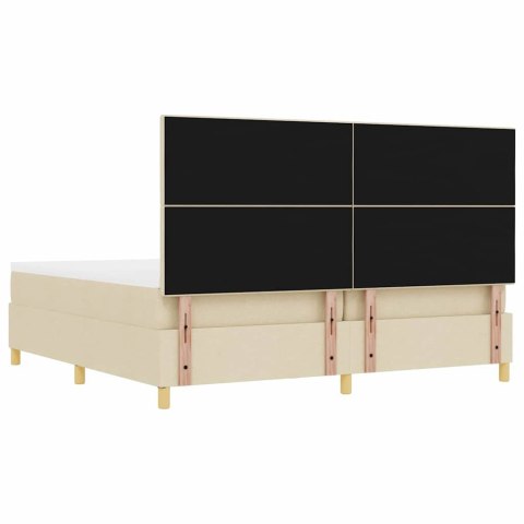 Łóżko sprężynowe z materacem Kremowy 200 x 200 cm tkanina