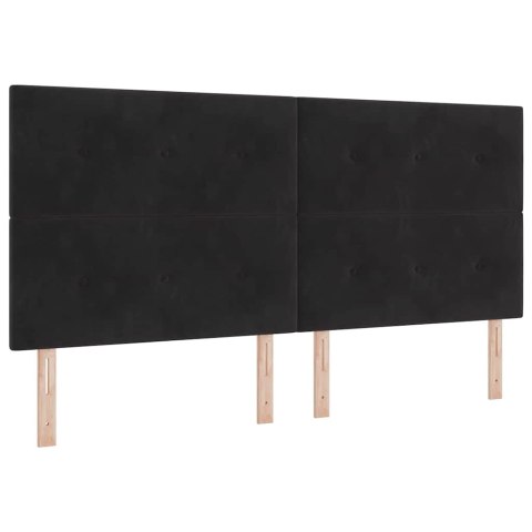 Łóżko sprężynowe Z zagłówkiem Czarny 200 x 200 cm Aksamit