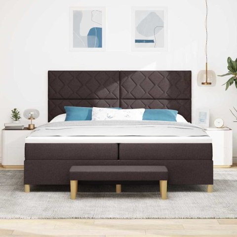 Łóżko sprężynowe z materacem Ciemny brąz 200 x 200 cm tkanina
