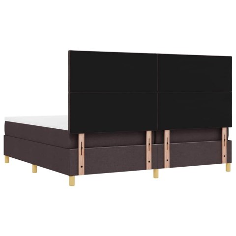 Łóżko sprężynowe z materacem Ciemny brąz 200 x 200 cm tkanina