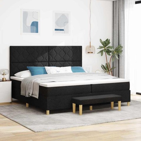 Łóżko sprężynowe z materacem Czarny 200 x 200 cm tkanina