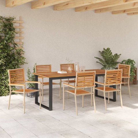 Zestaw do jadalni w ogrodzie 7 pcs Beżowy Lite Drewno Akacji