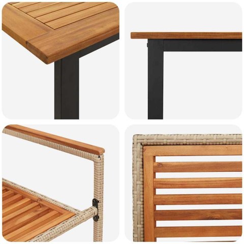 Zestaw do jadalni w ogrodzie 7 pcs Beżowy Lite Drewno Akacji