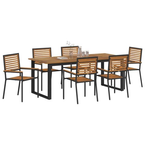 Zestaw do jadalni w ogrodzie 7 pcs Czarny Lite Drewno Akacji