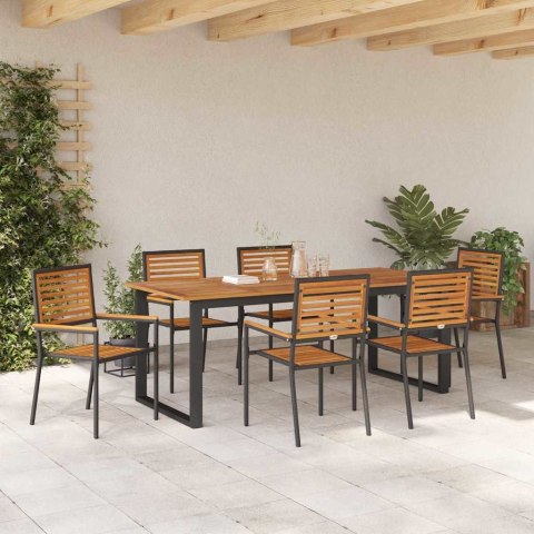 Zestaw do jadalni w ogrodzie 7 pcs Czarny Lite Drewno Akacji