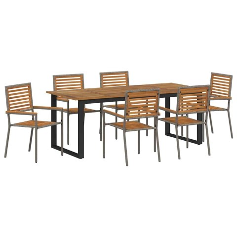 Zestaw do jadalni w ogrodzie 7 pcs Szary Lite Drewno Akacji