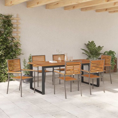 Zestaw do jadalni w ogrodzie 7 pcs Szary Lite Drewno Akacji