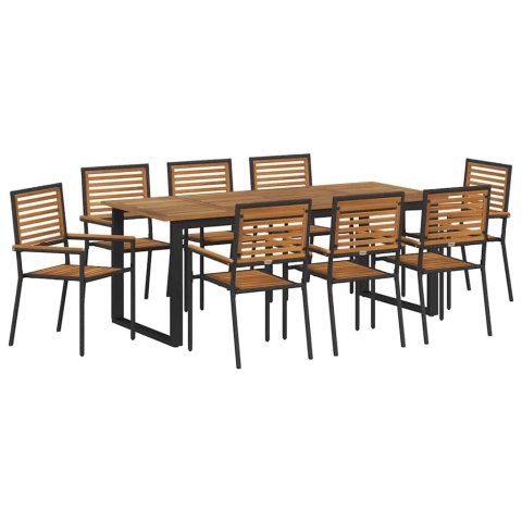 Zestaw do jadalni w ogrodzie 9 pcs Czarny Lite Drewno Akacji