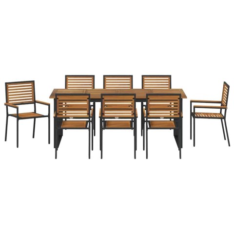 Zestaw do jadalni w ogrodzie 9 pcs Czarny Lite Drewno Akacji