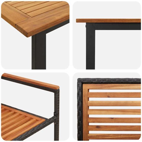Zestaw do jadalni w ogrodzie 9 pcs Czarny Lite Drewno Akacji