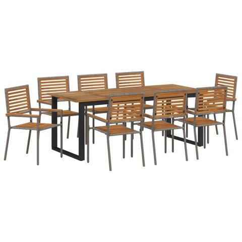 Zestaw do jadalni w ogrodzie 9 pcs Szary Lite Drewno Akacji