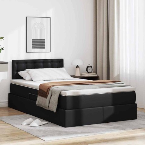 Łóżko z miejscem na przechowywanie i LED Czarny 120 x 190 cm