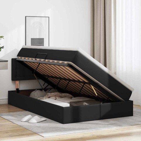 Łóżko z miejscem na przechowywanie i LED Czarny 120 x 190 cm