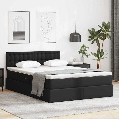 Łóżko z miejscem na przechowywanie i LED Czarny 140 x 190 cm