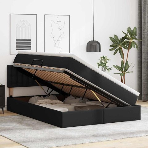 Łóżko z miejscem na przechowywanie i LED Czarny 140 x 190 cm