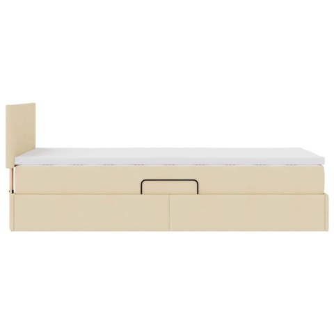 Łóżko z miejscem na przechowywanie i LED Kremowy 90 x 190 cm