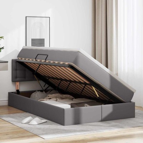 Łóżko z miejscem na przechowywanie i LED Szary 120 x 190 cm