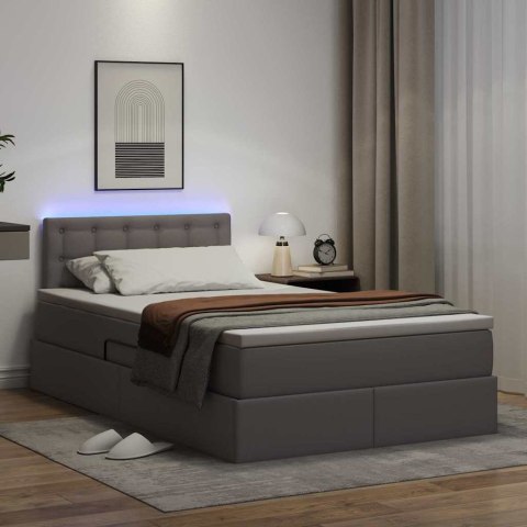 Łóżko z miejscem na przechowywanie i LED Szary 120 x 190 cm