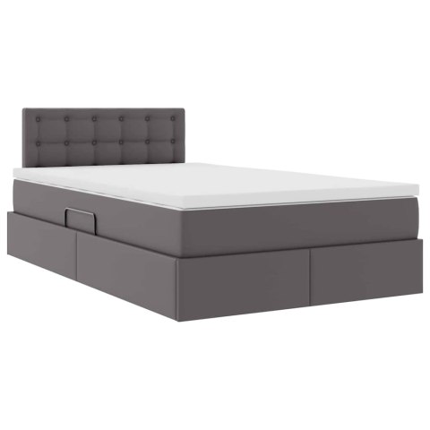 Łóżko z miejscem na przechowywanie i LED Szary 120 x 190 cm