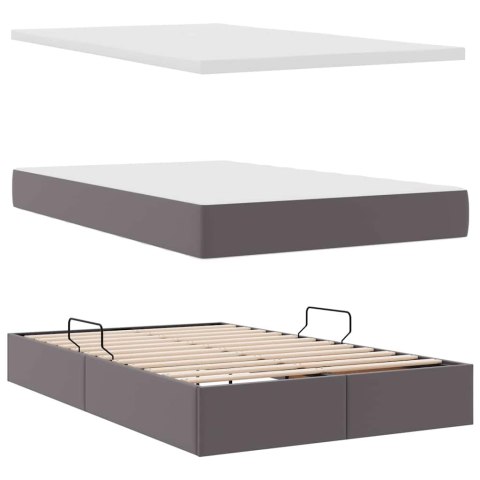 Łóżko z miejscem na przechowywanie i LED Szary 120 x 190 cm