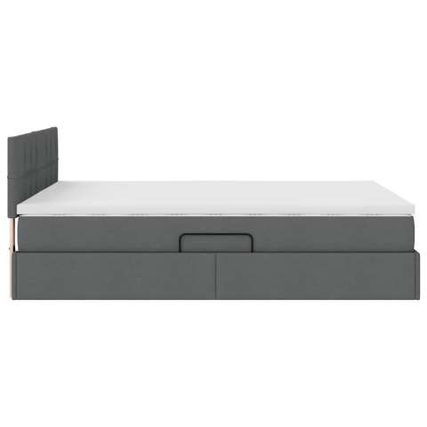 Łóżko z miejscem na przechowywanie i LED Ciemnoszary tkanina