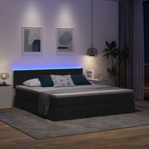 Łóżko z miejscem na przechowywanie i LED Czarny 160 x 200 cm