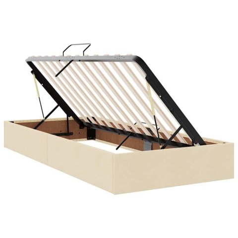 Łóżko z miejscem na przechowywanie i LED Kremowy 100 x 200 cm