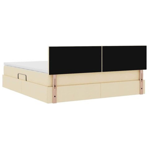Łóżko z miejscem na przechowywanie i LED Kremowy 180 x 200 cm