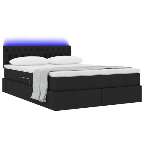 Łóżko z miejscem na przechowywanie i LED Czarny 140 x 190 cm