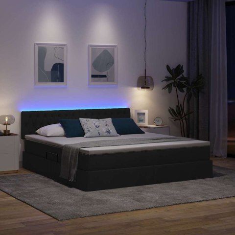 Łóżko z miejscem na przechowywanie i LED Czarny 180 x 200 cm