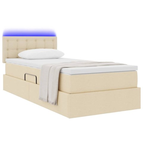 Łóżko z miejscem na przechowywanie i LED Kremowy 100 x 200 cm