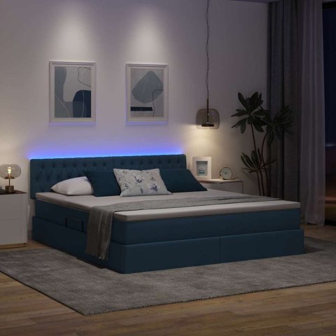 Łóżko z miejscem na przechowywanie i LED Niebieski 160 x 200 cm