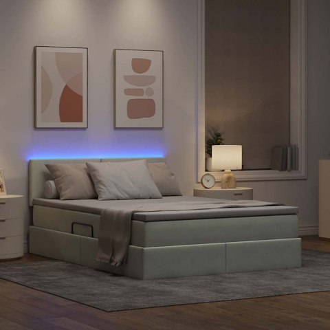Łóżko z miejscem na przechowywanie i LED 140 x 190 cm Aksamit
