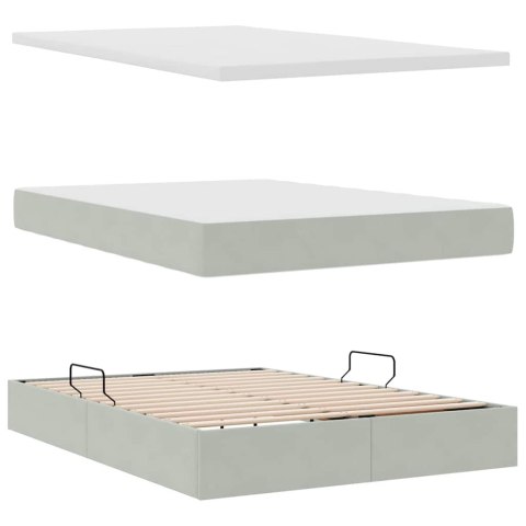 Łóżko z miejscem na przechowywanie i LED 140 x 190 cm Aksamit