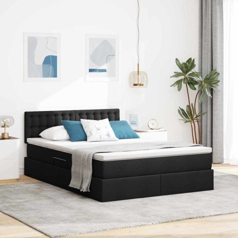 Łóżko z miejscem na przechowywanie i LED Czarny 140 x 200 cm