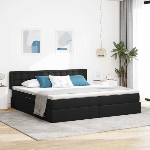 Łóżko z miejscem na przechowywanie i LED Czarny 200 x 200 cm