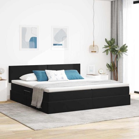 Łóżko z miejscem na przechowywanie i LED Czarny 200 x 200 cm